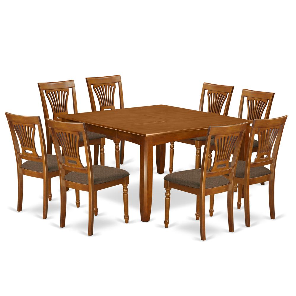 PFPL9-SBR-C 9 Pc Dining set-Table with Leaf and 8 Kitchen Chairs.. Picture 1