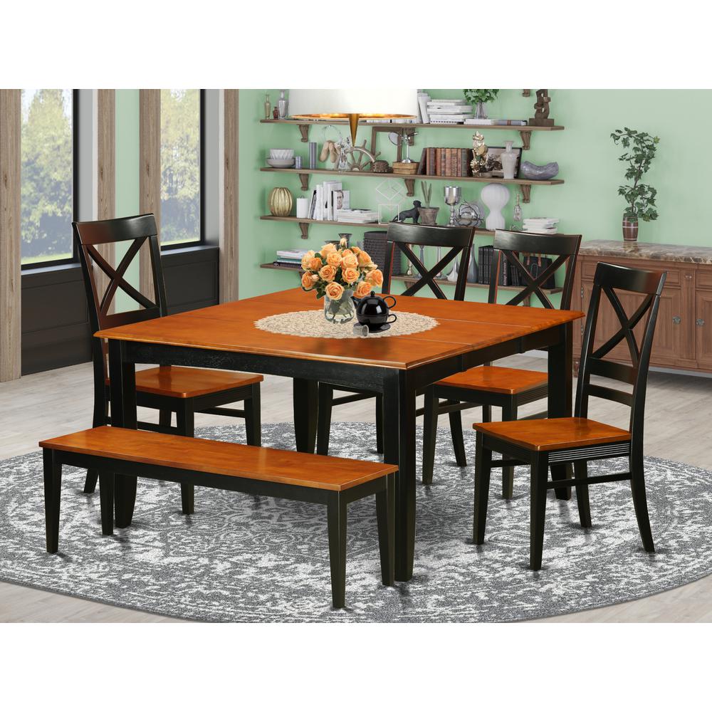 6  PC  Dining  room  set  with  bench-Dining  Table  with  4  Wooden  Dining  Chairs  and  a  bench. Picture 1