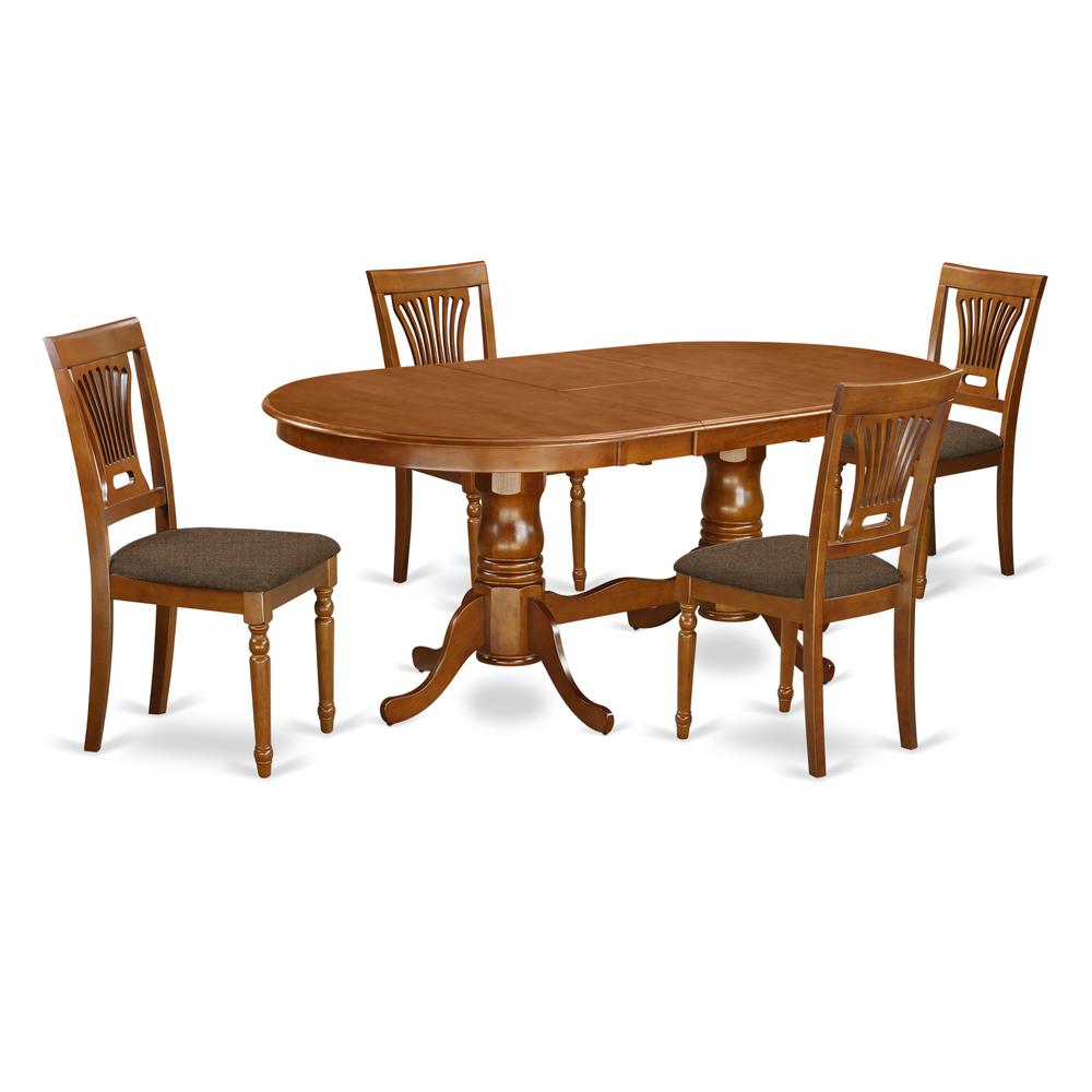 PLAI5-SBR-C 5 PC Dining set-Dining Table plus 4 Kitchen Dining Chairs. Picture 1