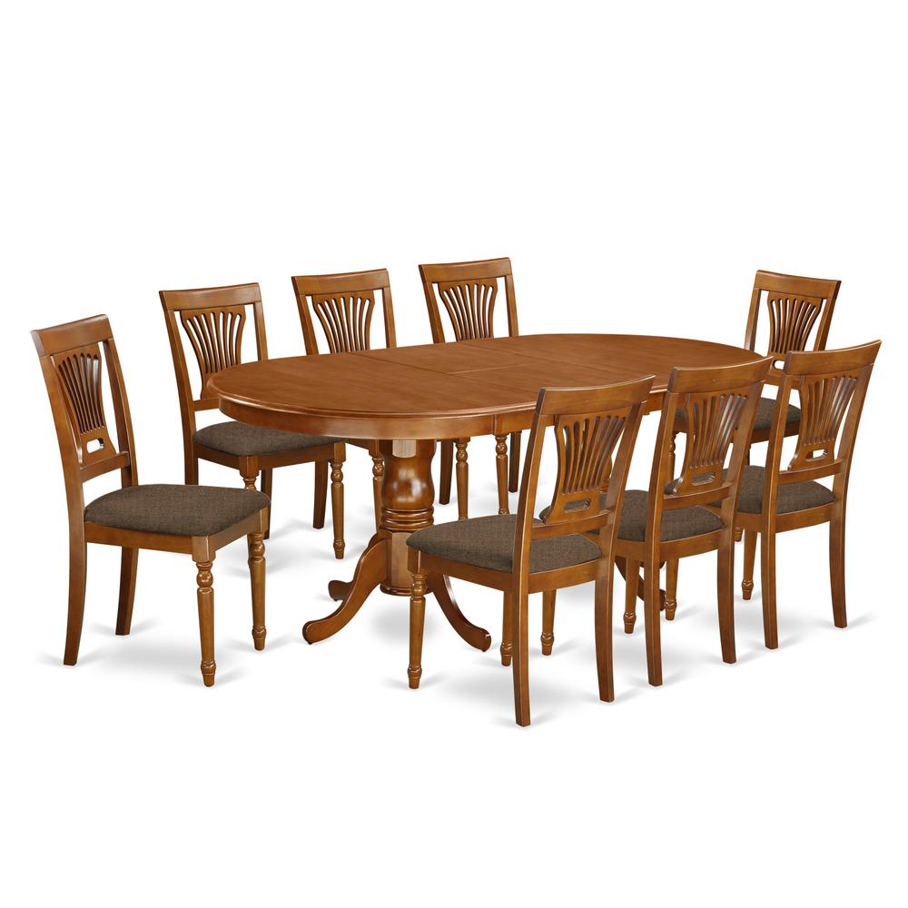 PLAI9-SBR-C 9 PC Dining room set-Dining Table and 8 Chairs for Dining room. Picture 1