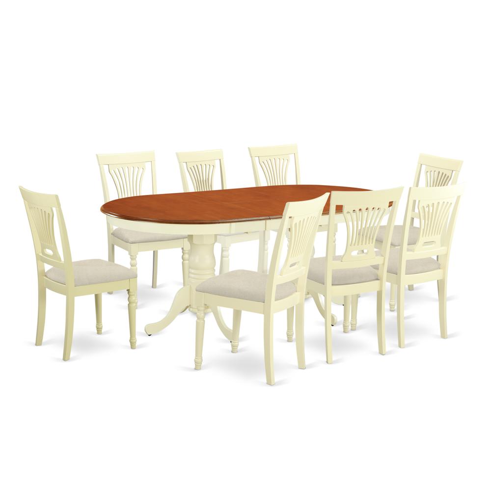 PLAI9-WHI-C 9 Pc Dining room set-Dining Table plus 8 Dining Chairs. The main picture.