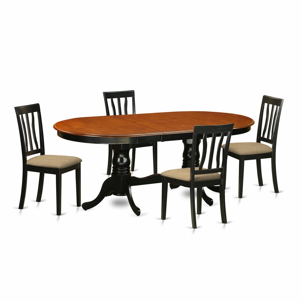 PLAN5-BCH-C 5 PC Dining room set-Dining Table with 4 Wood Dining Chairs. The main picture.