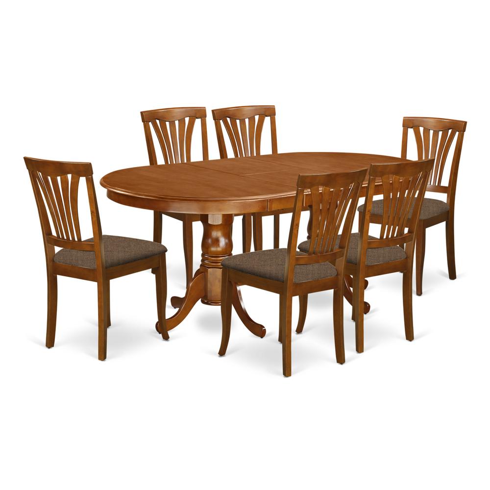 PLAV7-SBR-C 7 PC Dining room set-Dining Table and 6 Dining Chairs. Picture 1