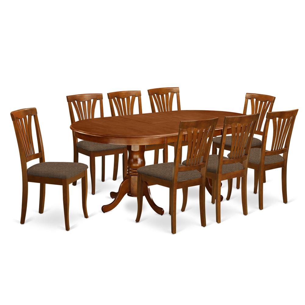 PLAV9-SBR-C 9 Pc Dining room set-Dining Table with 8 Kitchen Dining Chairs. Picture 1