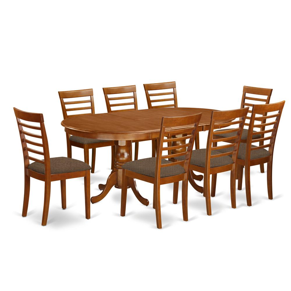 PLML9-SBR-C 9 Pc Dining room set-Dining Table plus 8 Dining Chairs. Picture 1