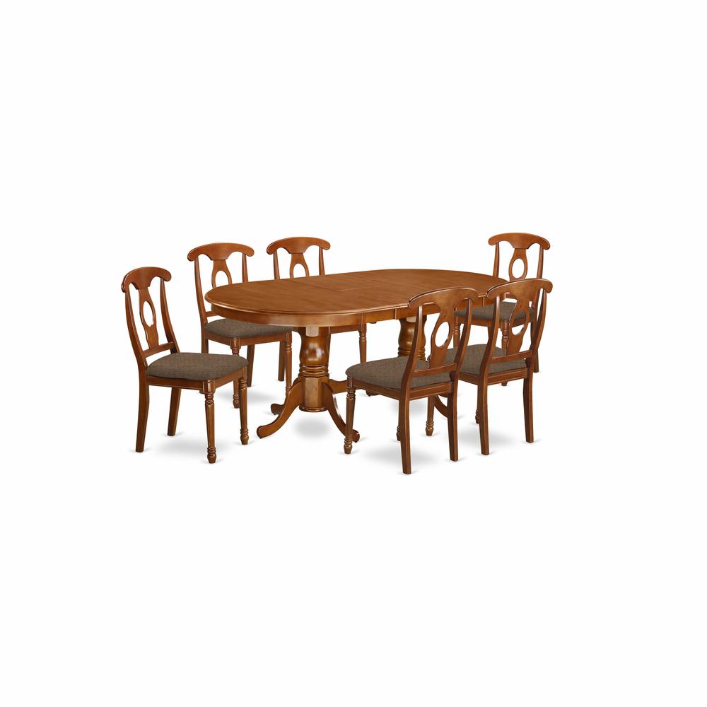 PLNA7-SBR-C 7 PC Dining room set-Dining Table with 6 Dining Chairs. Picture 1