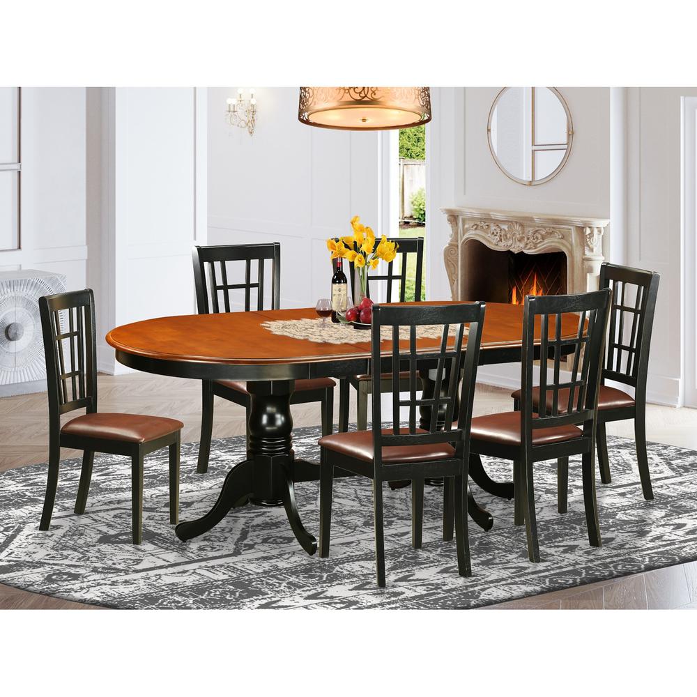 7  PC  Dining  room  set-Dining  Table  with  6  Wood  Dining  Chairs. Picture 1