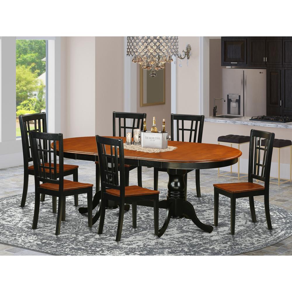 7  PC  Dining  room  set-Dining  Table  with  6  Wooden  Dining  Chairs. Picture 1