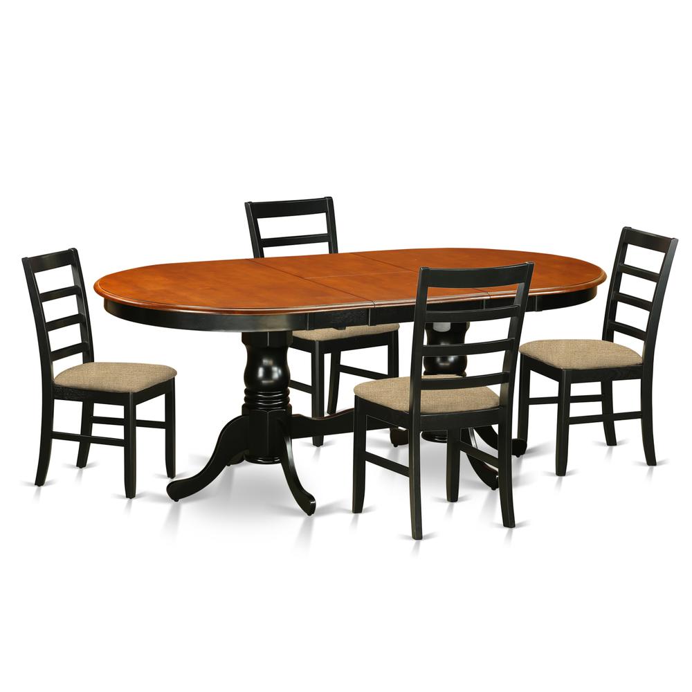 PLPF5-BCH-C 5 PC Dining room set-Dining Table with 4 Wood Dining Chairs. Picture 1