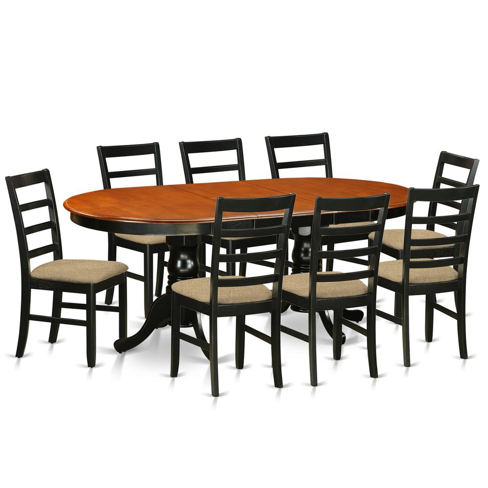 PLPF9-BCH-C 9 PC Dining room set-Dining Table with 8 Wooden Dining Chairs. Picture 1
