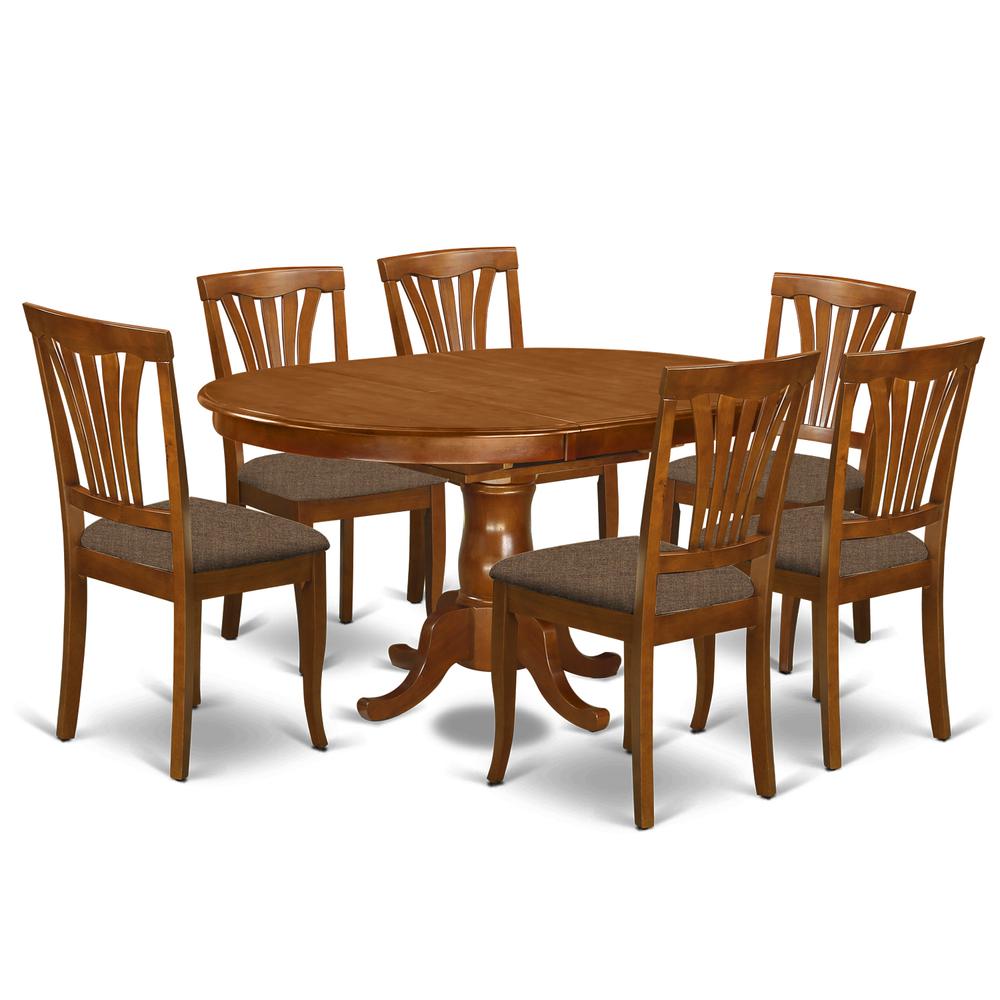 POAV7-SBR-C 7 Pc Dining room set for 6- Kitchen dinette Table and 6 Dining Chairs. Picture 1