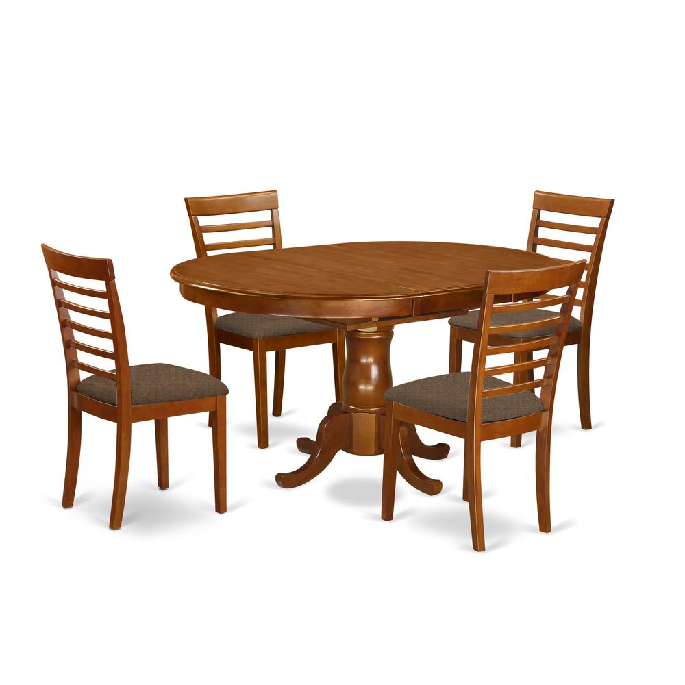 POML5-SBR-C 5 PC Dining room set for 4-Oval Dining Leaf with 4 Dining Chairs.. Picture 1