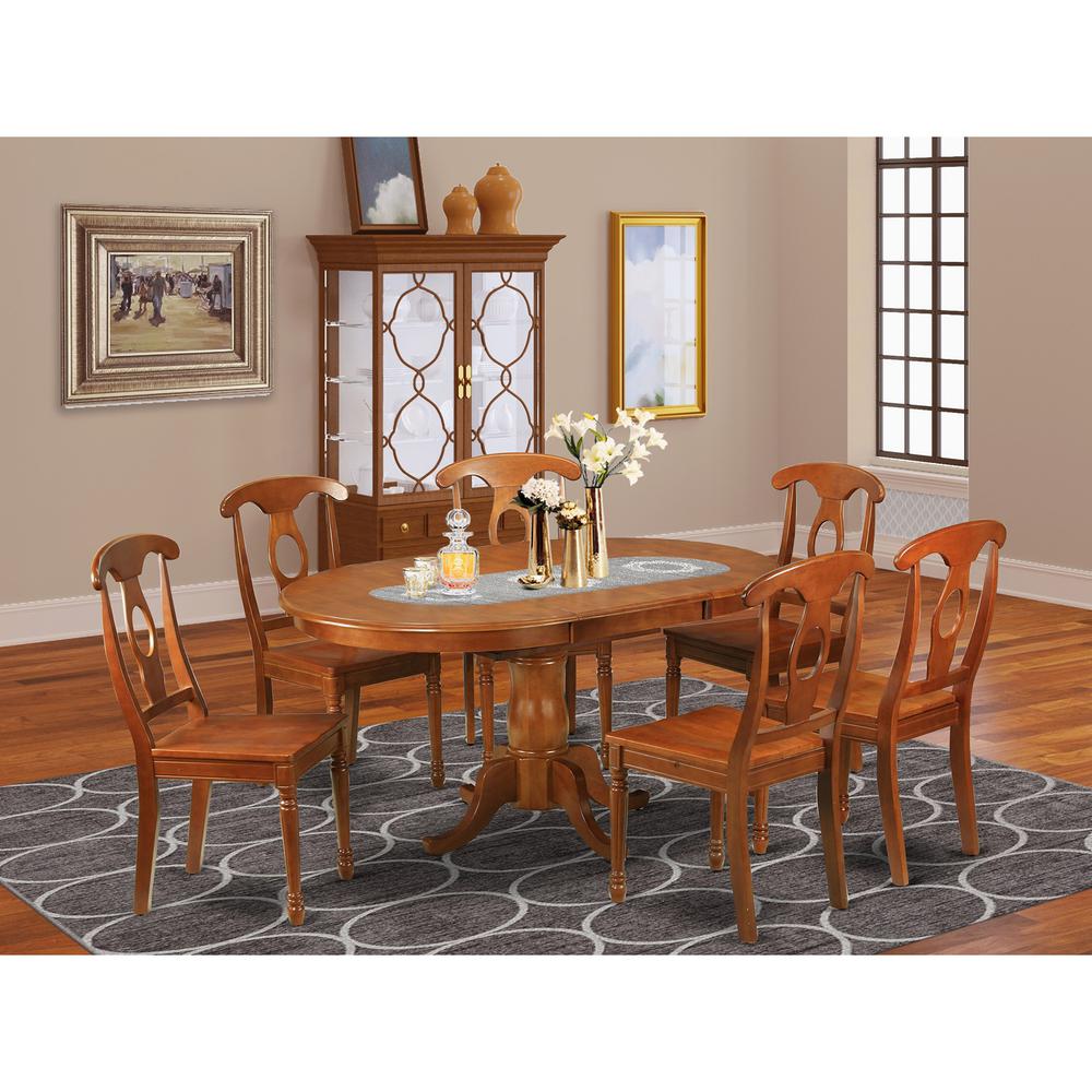 7 Pc Dining room set-Oval Dining Table with Leaf and 6 Chairs