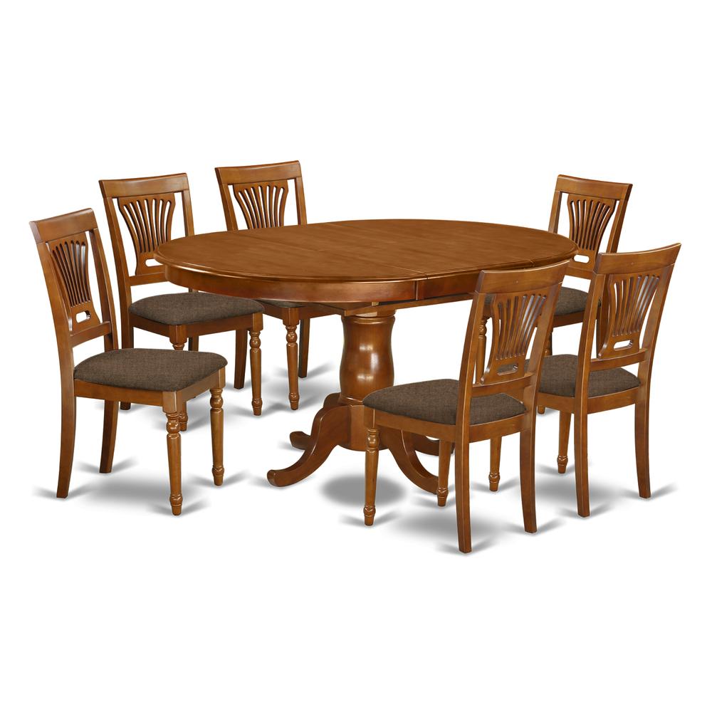 5  Pc  Portland  Table  having  18"  Leaf  and  4  hard  wood  Seat  Chairs  in  Saddle  Brown  .. The main picture.