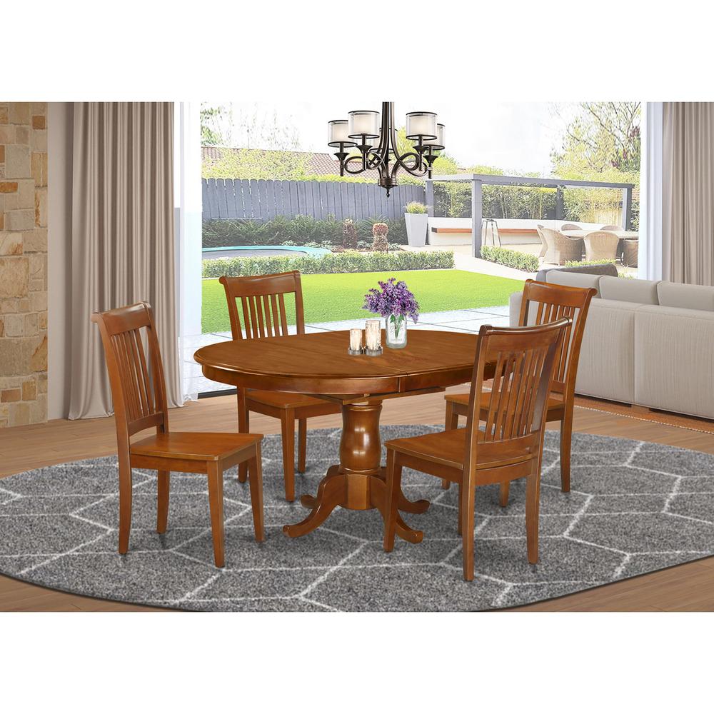 5  Pc  Dining  room  set-Oval  Dining  Table  with  Leaf  and  4  Dining  Chairs. Picture 1