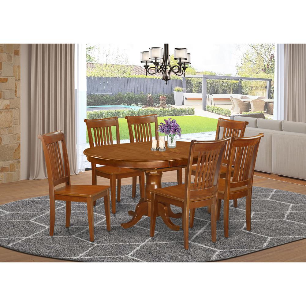 7  Pc  Dining  room  set  for  6-Oval  Dining  Table  with  Leaf  and  6  Dining  Chairs. Picture 1
