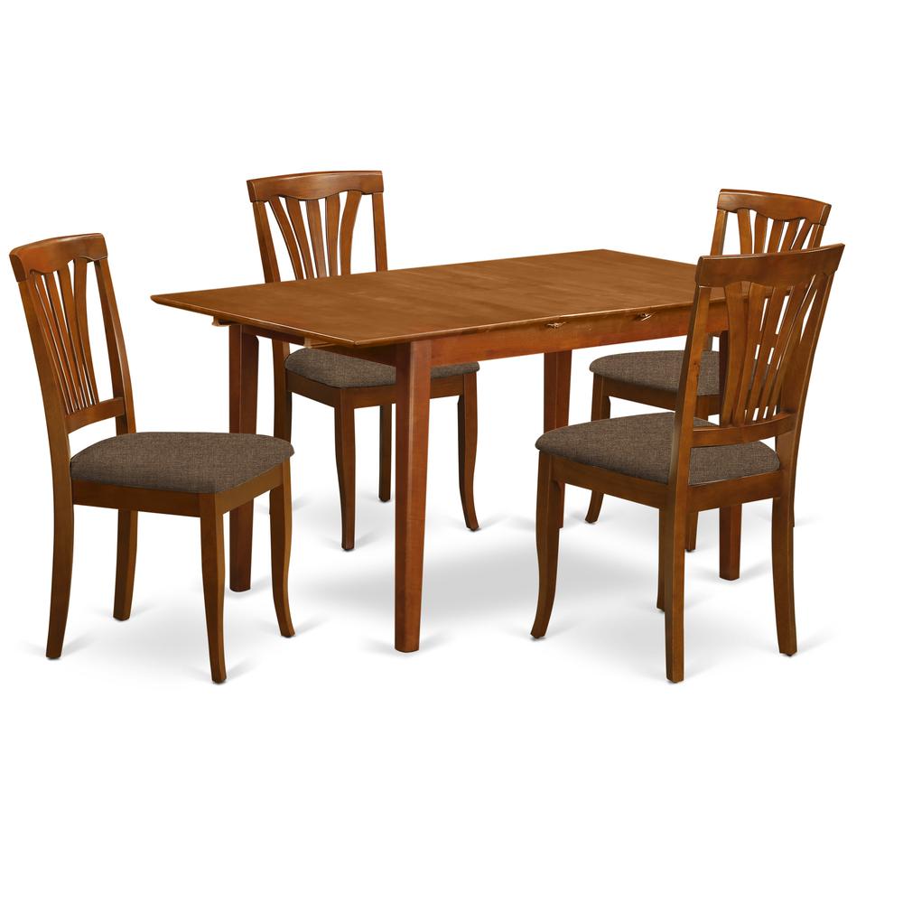 PSAV5-SBR-C 5 Pc small dinette set - Table with Leaf and 4 Kitchen Dining Chairs. Picture 1