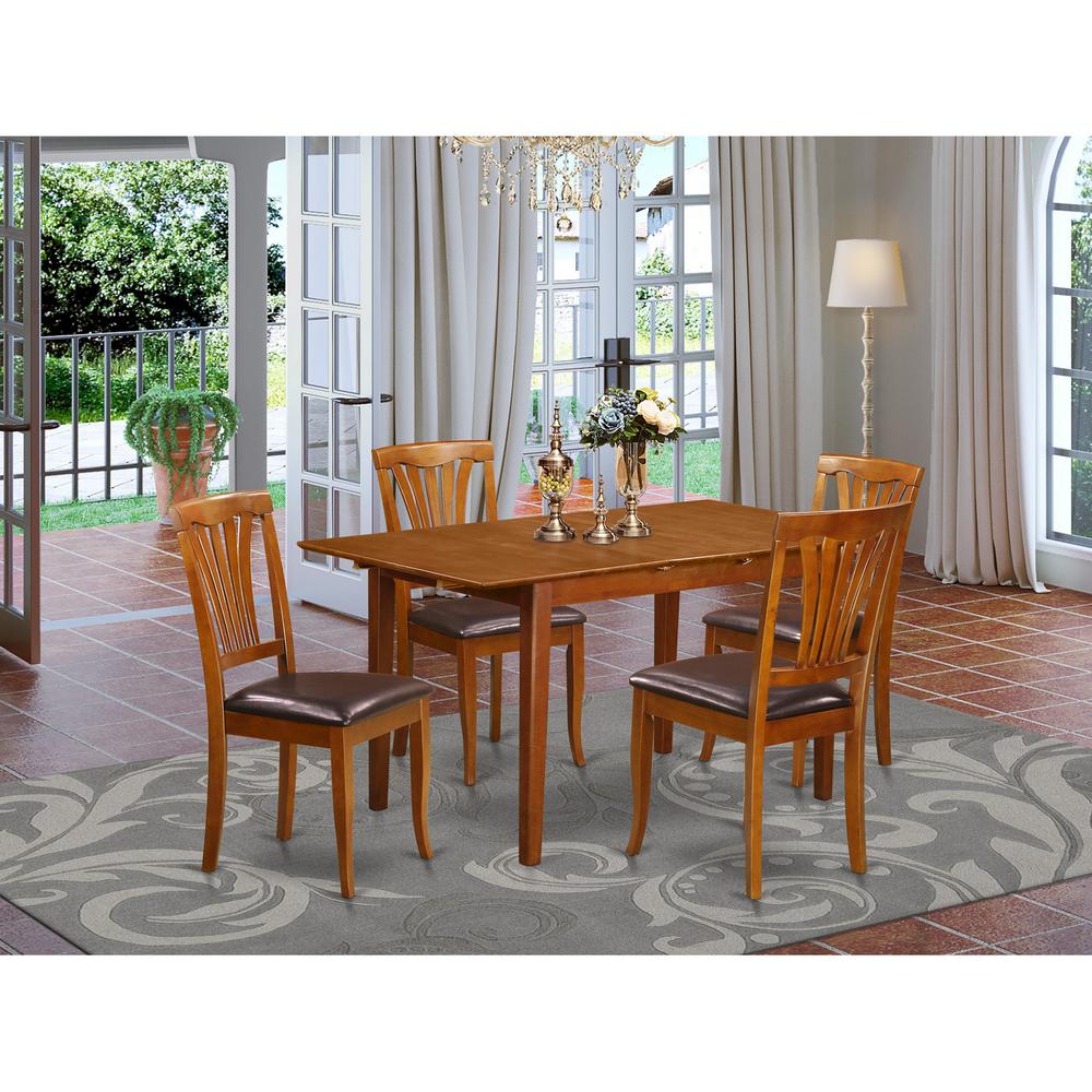 5  PC  small  Kitchen  Table  set  -  Table  with  Leaf  and  4  Chairs  for  Dining  room. Picture 1
