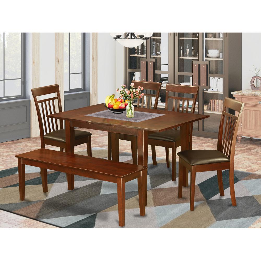 6-Pc  Dining  room  set  with  bench  -small  Table  with  4  Dining  Chairs  and  Bench. Picture 1