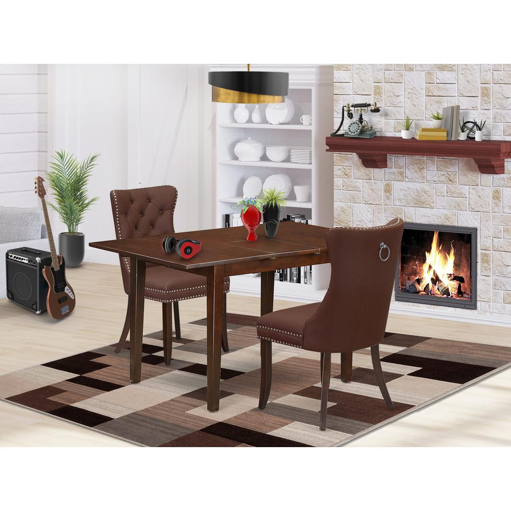 3 Piece Dinette Set Contains a Rectangle Kitchen Table with Butterfly Leaf. Picture 1