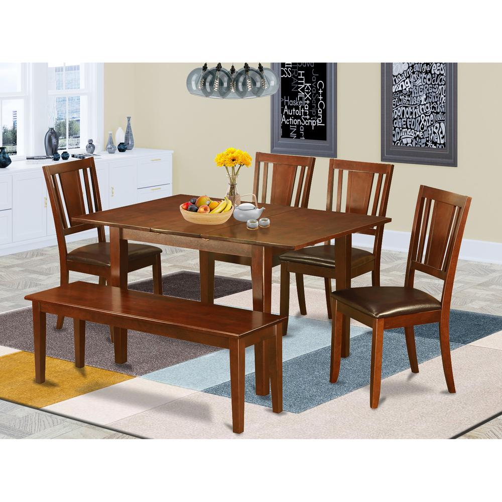6-Pc  Dining  room  set  with  bench-  Table  with  4  Dining  Chairs  and  Bench. The main picture.