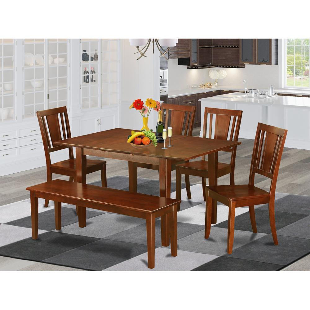 6  Pc  Kitchen  Table  with  bench  set  -  Table  with  4  Kitchen  Chairs  and  Bench. Picture 1