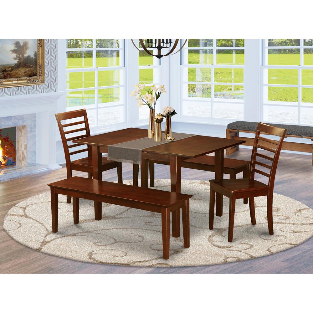 5  Pc  Kitchen  Table  with  bench  -dinette  Table  with  2  Dining  Chairs  and  2  Benches. Picture 1