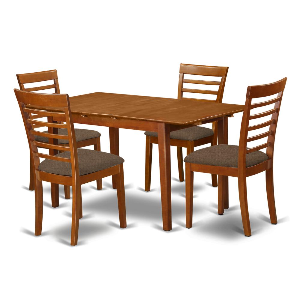 PSML5-SBR-C 5 Pc dinette set - Table with Leaf and 4 Dining Chairs. Picture 1