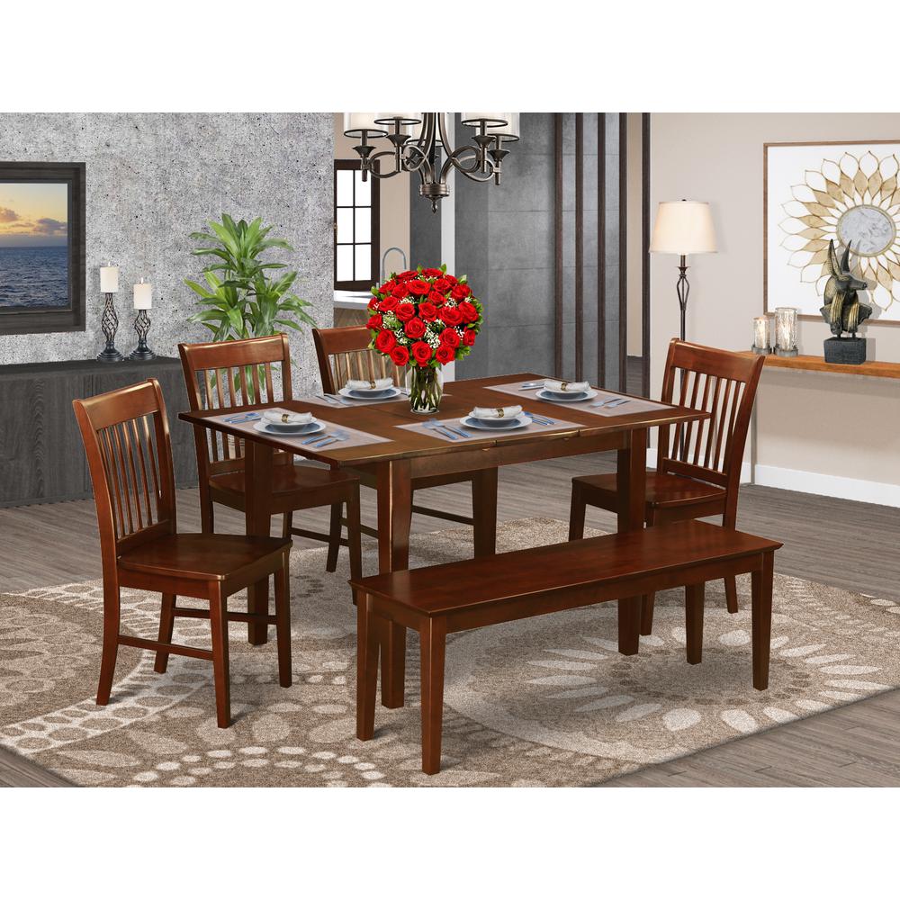 6  Pc  Dining  small  Table  set  -  Table  with  4  Dining  Chairs  and  Dining  Bench. Picture 1