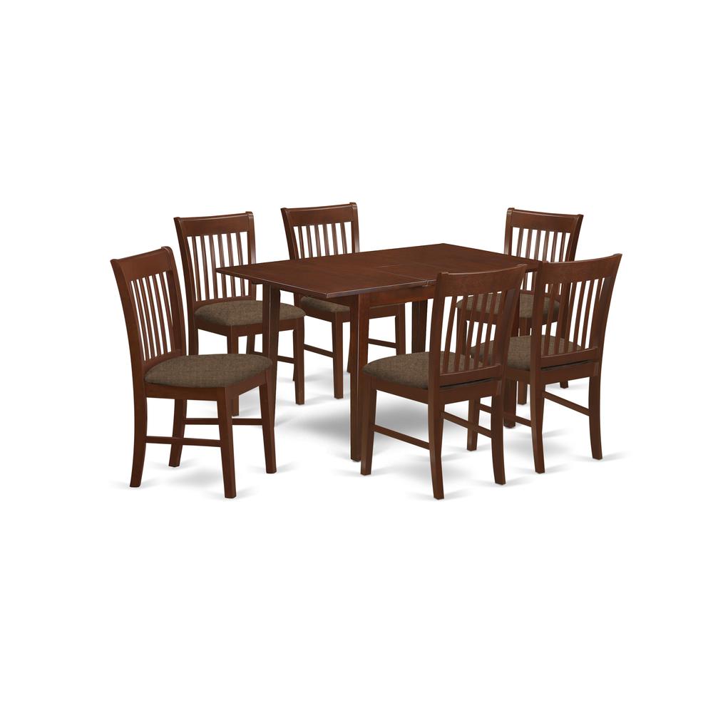 PSNO7-MAH-C 7 Pc Kitchen dinette set- Table with 6 Kitchen Dining Chairs. Picture 1