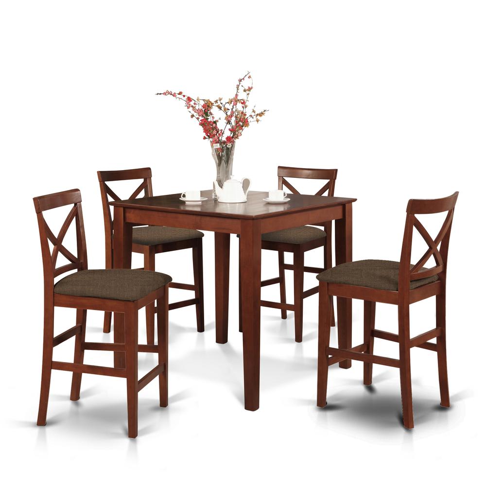 PUBS5-BRN-C 5 Pc counter height Dining set-gathering Table and 4 counter height Chairs. Picture 1