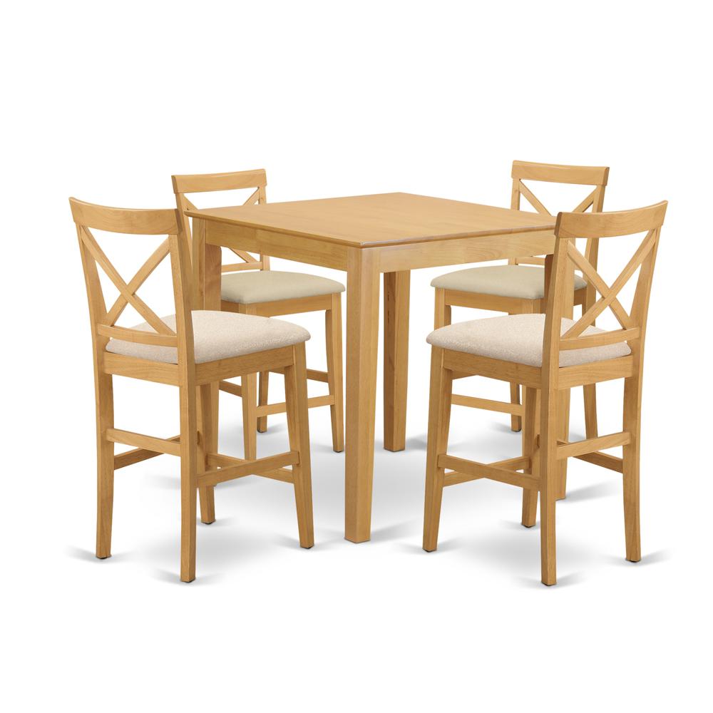 PUBS5-OAK-C 5 Pc Counter height Table-counter height Table and 4 Kitchen counter Chairs. Picture 1