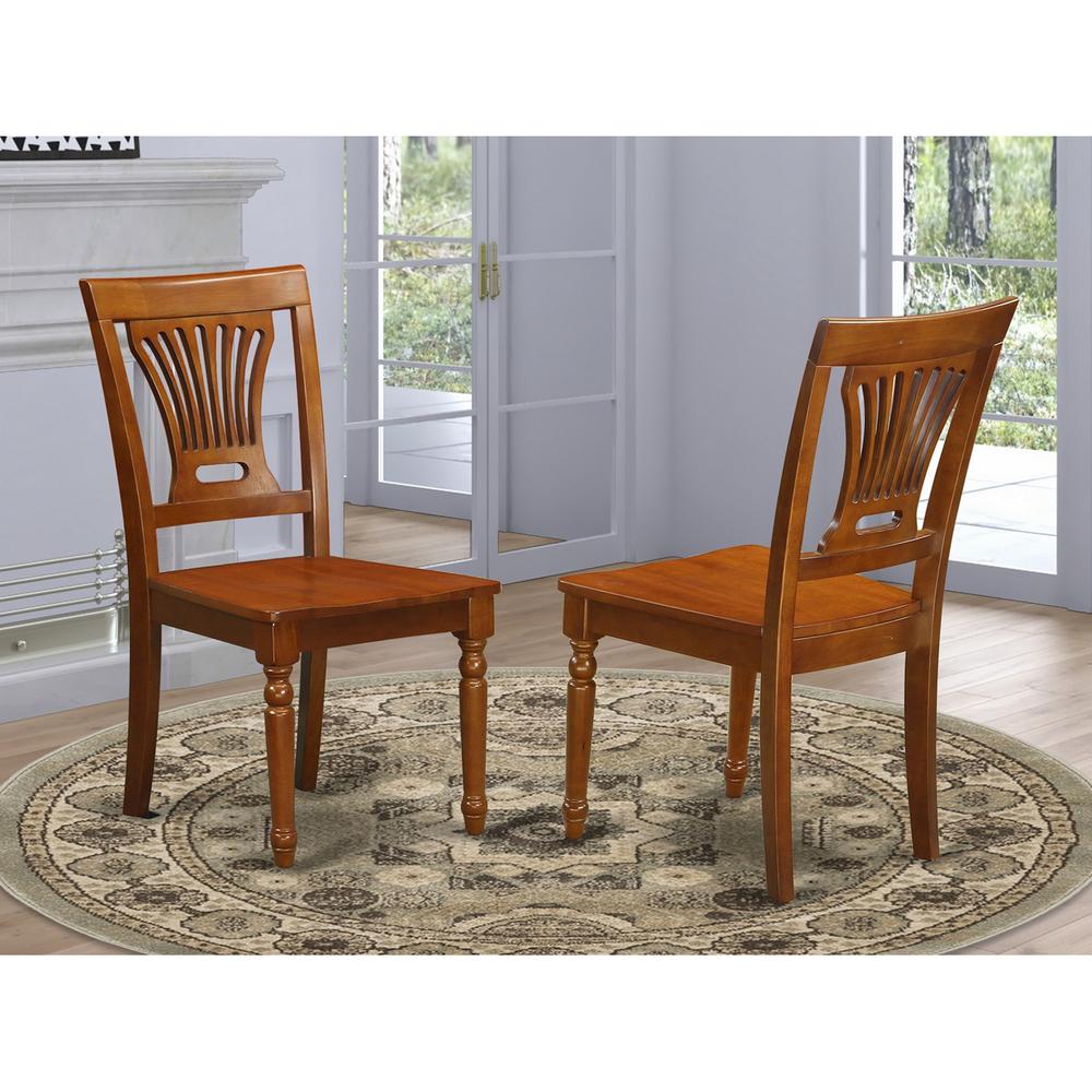 Plainville  kitchen  dining  Chair  with  Wood  Seat  -  Saddle  Brown  Finish,  Set  of  2. Picture 1