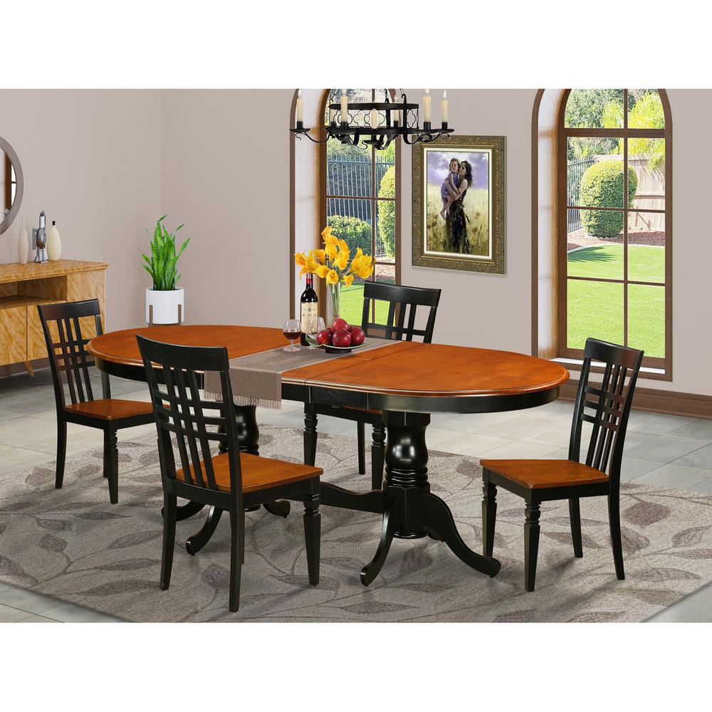 5  Pc  Kitchen  Table  set  with  a  Table  and  4  Dining  Chairs  in  Black  and  Cherry. Picture 1