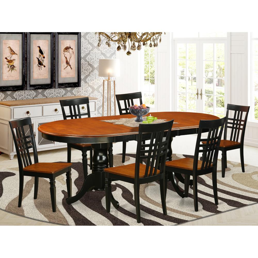 7  PcTable  and  chair  set  with  a  Dining  Table  and  6  Dining  Chairs  in  Black  and  Cherry. Picture 1