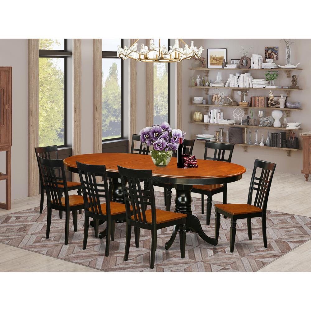 9  Pc  Table  and  chair  set  with  a  Table  and  8  Dining  Chairs  in  Black  and  Cherry. Picture 1