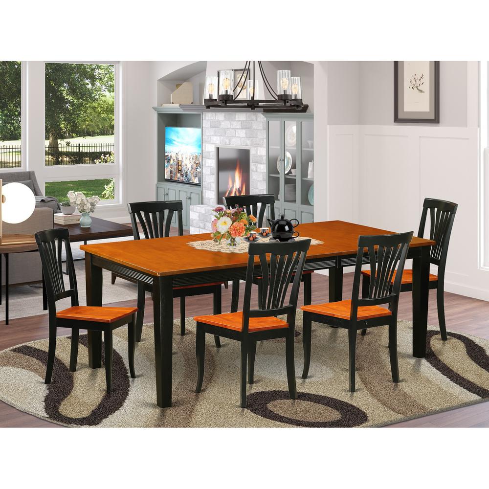 7  PC  Dining  room  set-Dining  Table  with  6  Wood  Dining  Chairs. Picture 1