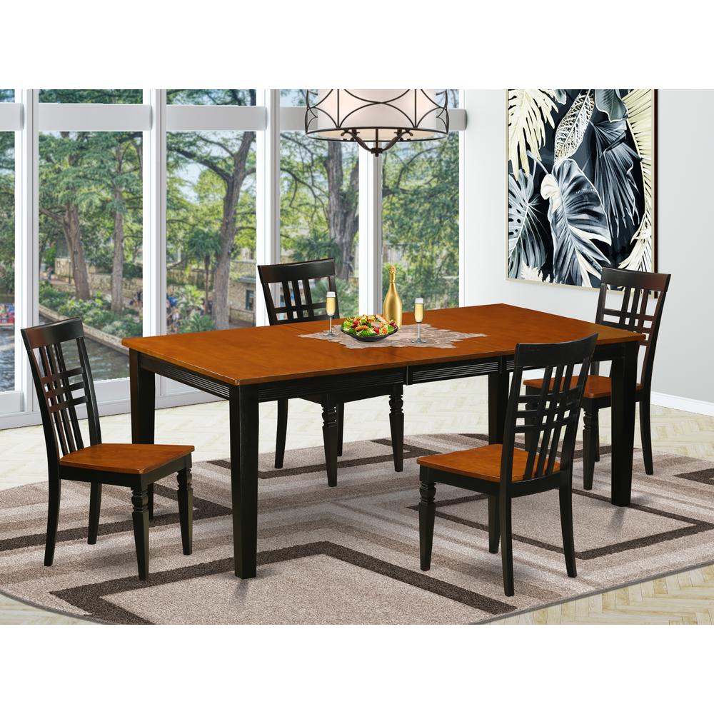 5  PC  Kitchen  Table  set  with  a  Dining  Table  and  4  Dining  Chairs  in  Black  and  Cherry. Picture 1