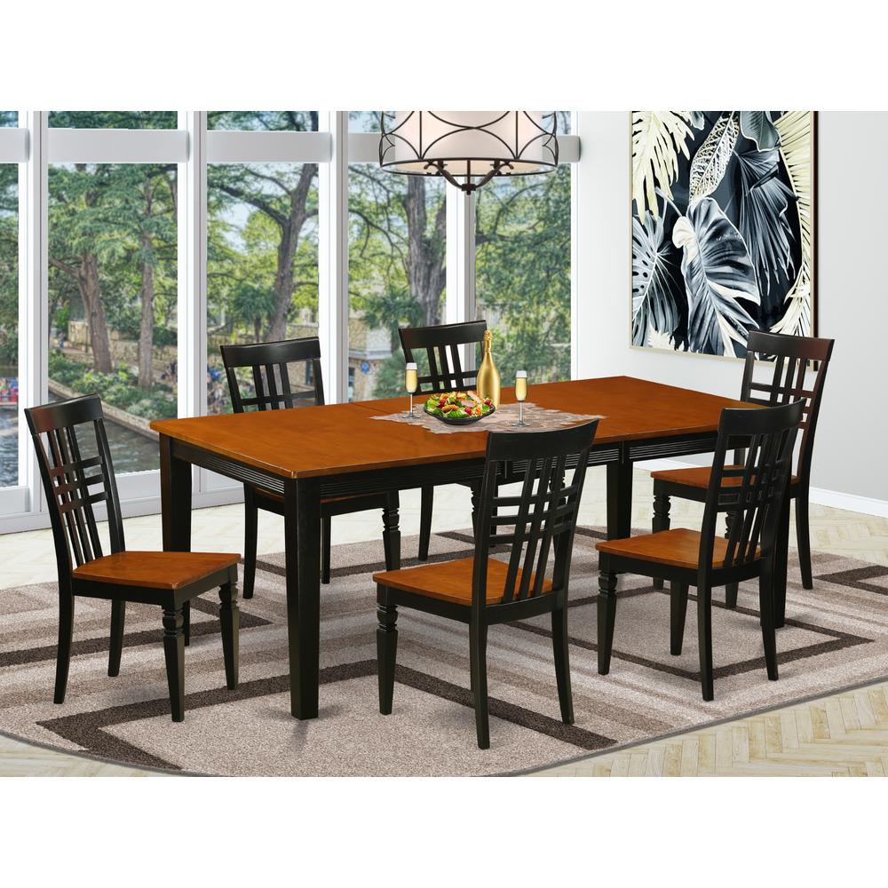 7  PcKitchen  Table  set  with  a  Dining  Table  and  6  Dining  Chairs  in  Black  and  Cherry. Picture 1