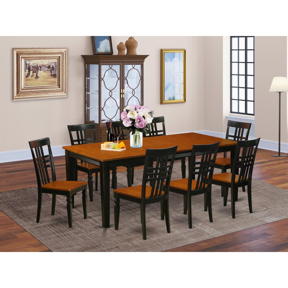 9  PC  Table  set  with  a  Dining  Table  and  8  Dining  Chairs  in  Black  and  Cherry. Picture 1