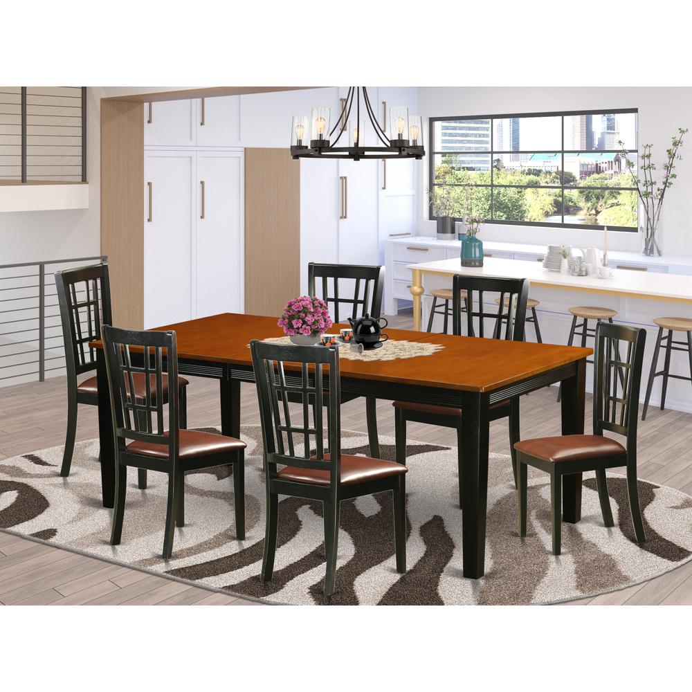 7  PC  Dining  set-Dining  Table  with  6  Wood  Dining  Chairs. Picture 1