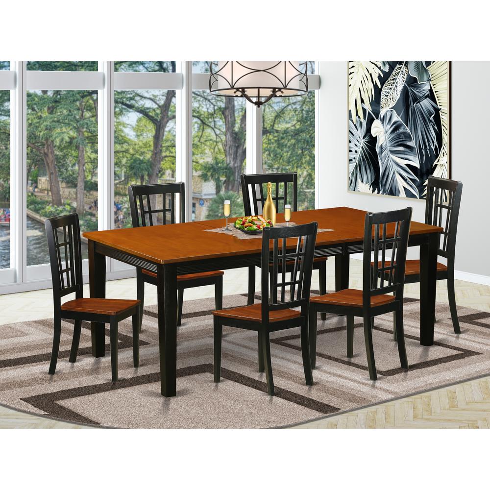 7  PC  Dining  set-Dining  Table  with  6  Wooden  Dining  Chairs. Picture 1