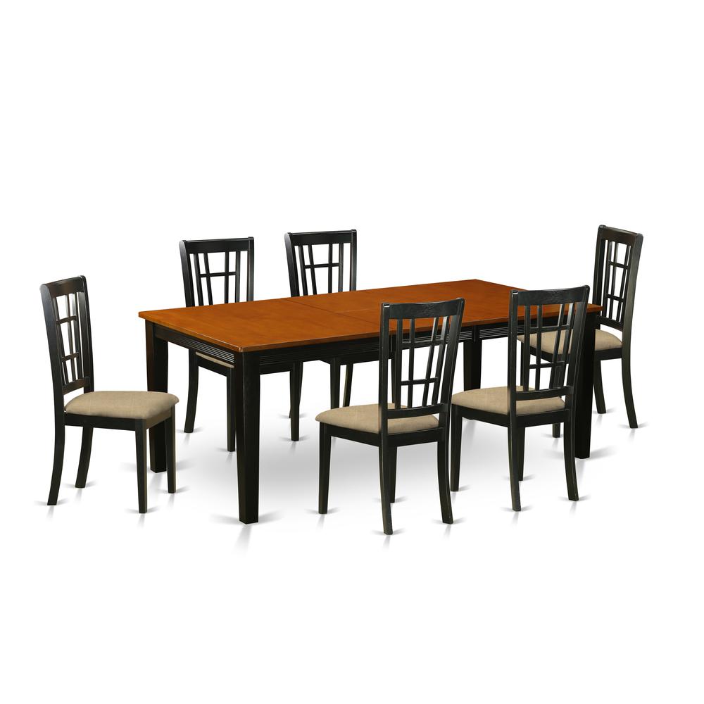 QUNI9-BCH-C 9 PC Dining set-Dining Table with 8 Wood Dining Chairs. Picture 1