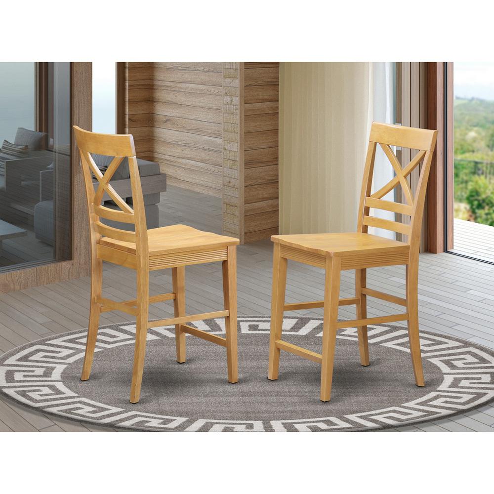Quincy  Counter  Height  Stools  With  X-Back  in  Oak  Finish,  Set  of  2. Picture 1