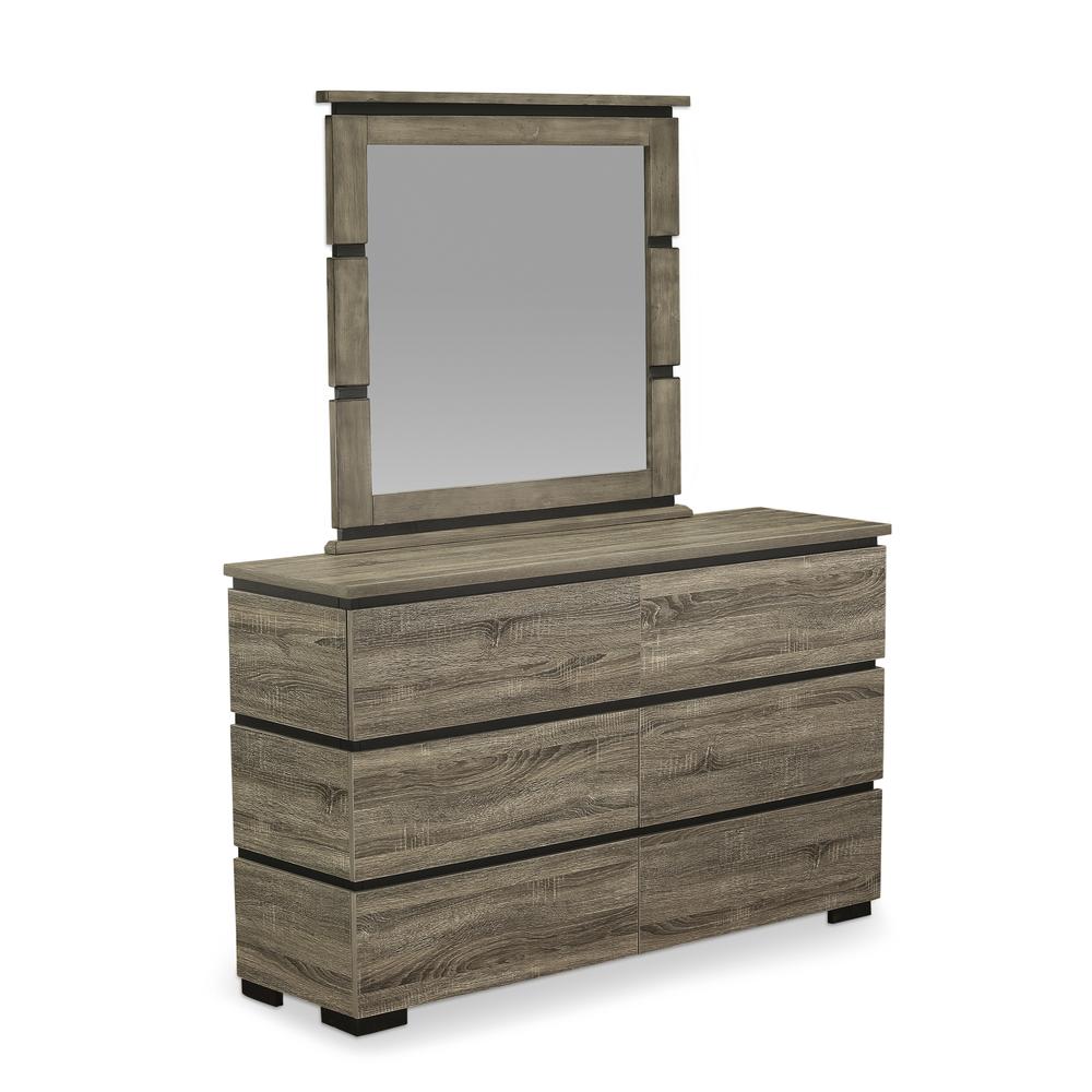 East West Furniture Savona Dresser and Mirror in Antique Gray Finish. Picture 3