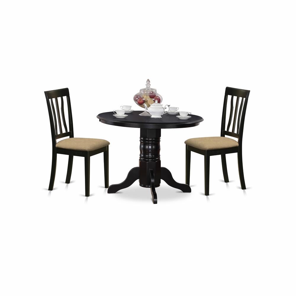 SHAN3-BLK-C 3 Pc dinette Table set-Small Kitchen Table and 2 Dining Chairs. Picture 1