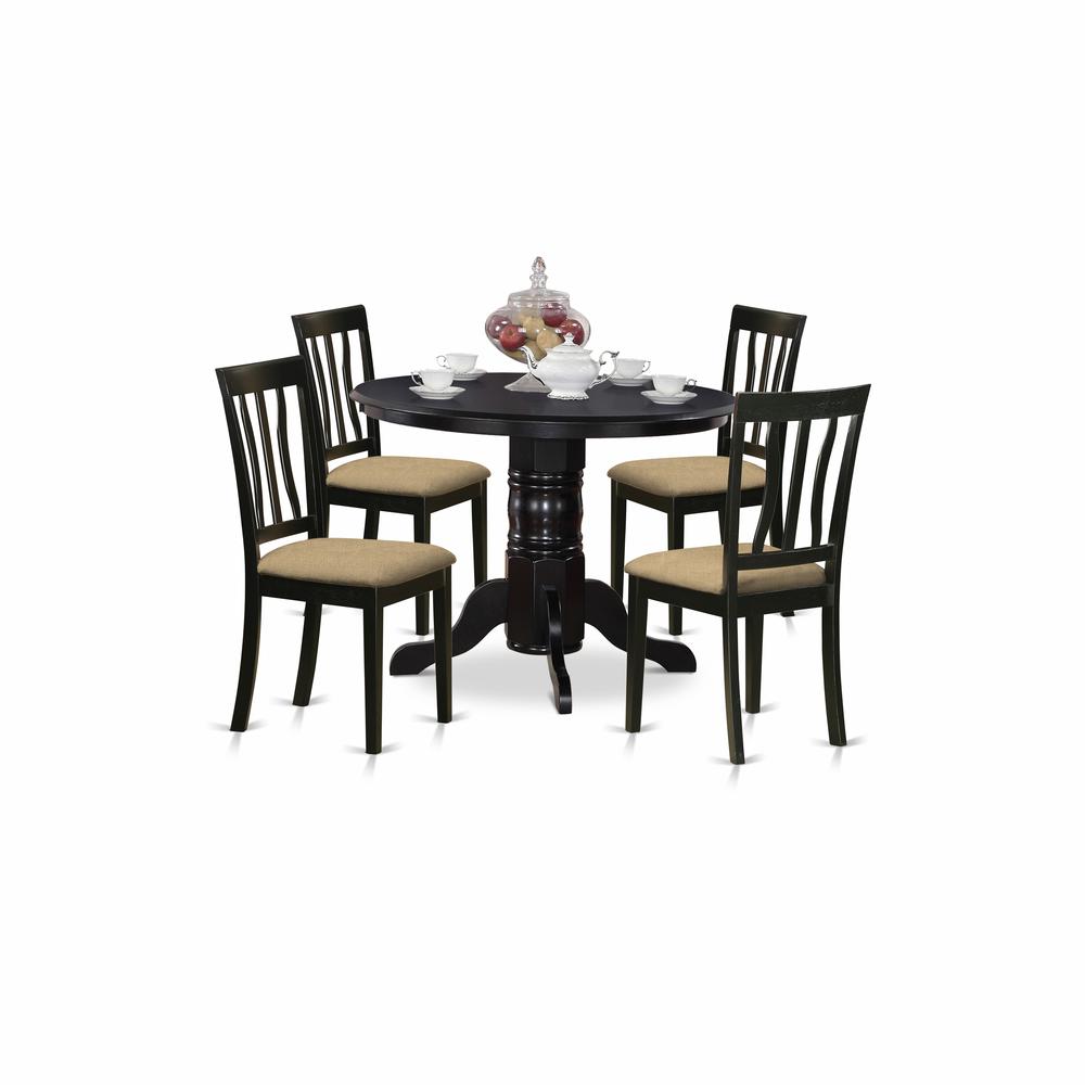SHAN5-BLK-C 5 Pc Dining room set- Dinette Table and 4 Kitchen Dining Chairs. Picture 1