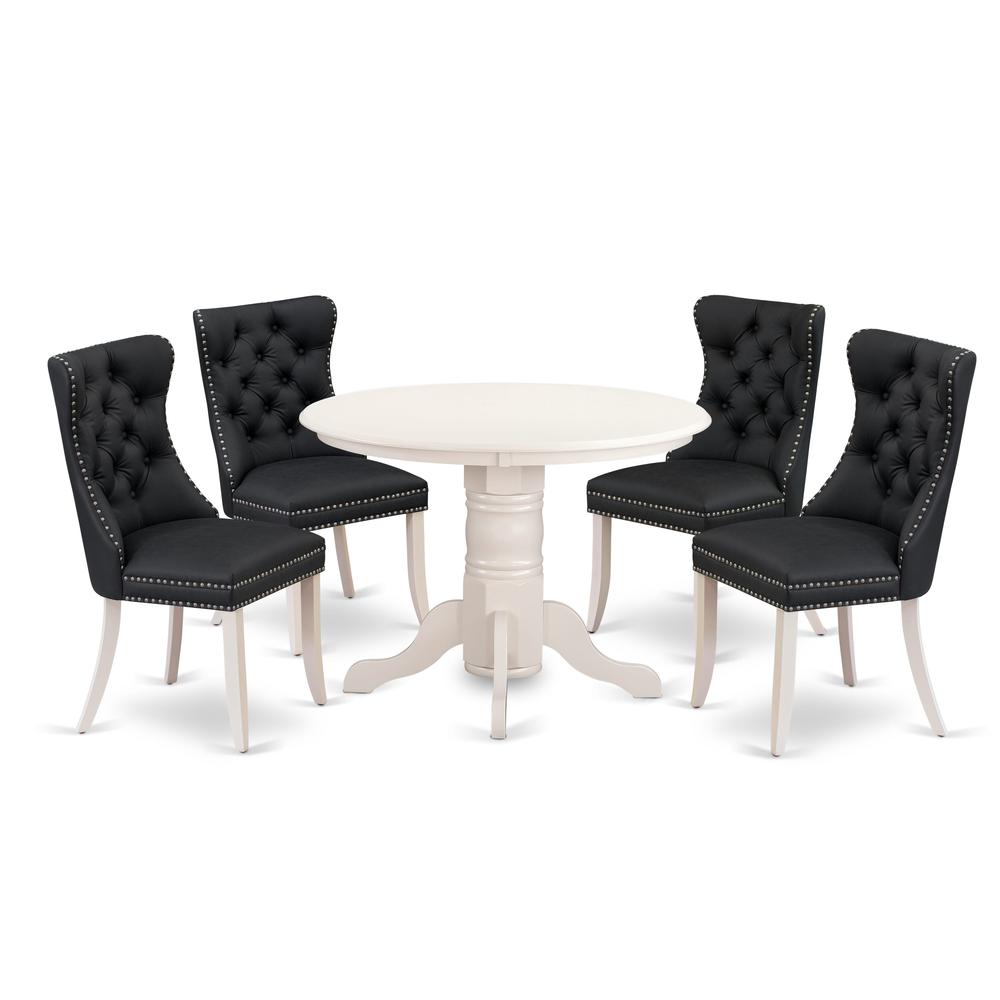 5 Piece Dinette Set Contains a Round Dining Table with Pedestal. Picture 6