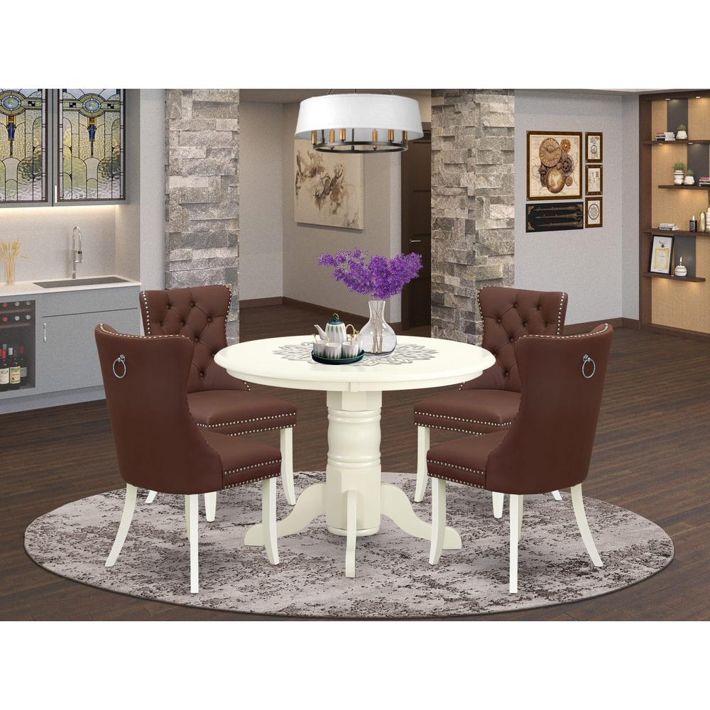 5 Piece Kitchen Table Set for Small Spaces Contains a Round Dining Table. Picture 1