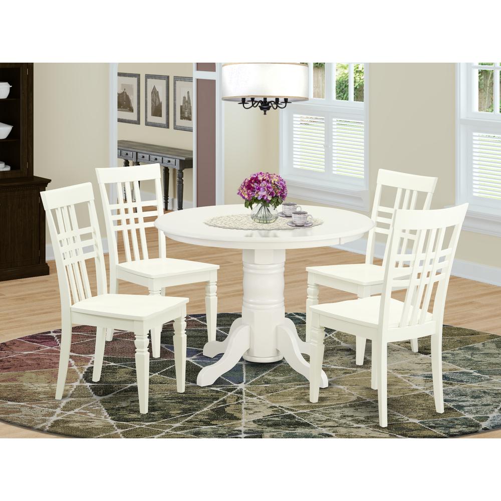5  PC  small  dinette  set  with  a  Dining  Table  and  4  Dining  Chairs  in  Linen  White. Picture 1